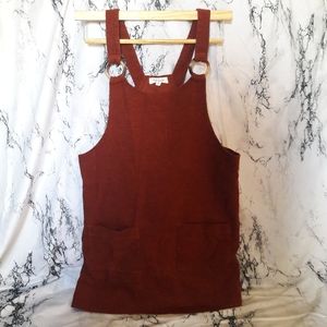 Full Circle Trends burnt orange corduroy pinafore dress